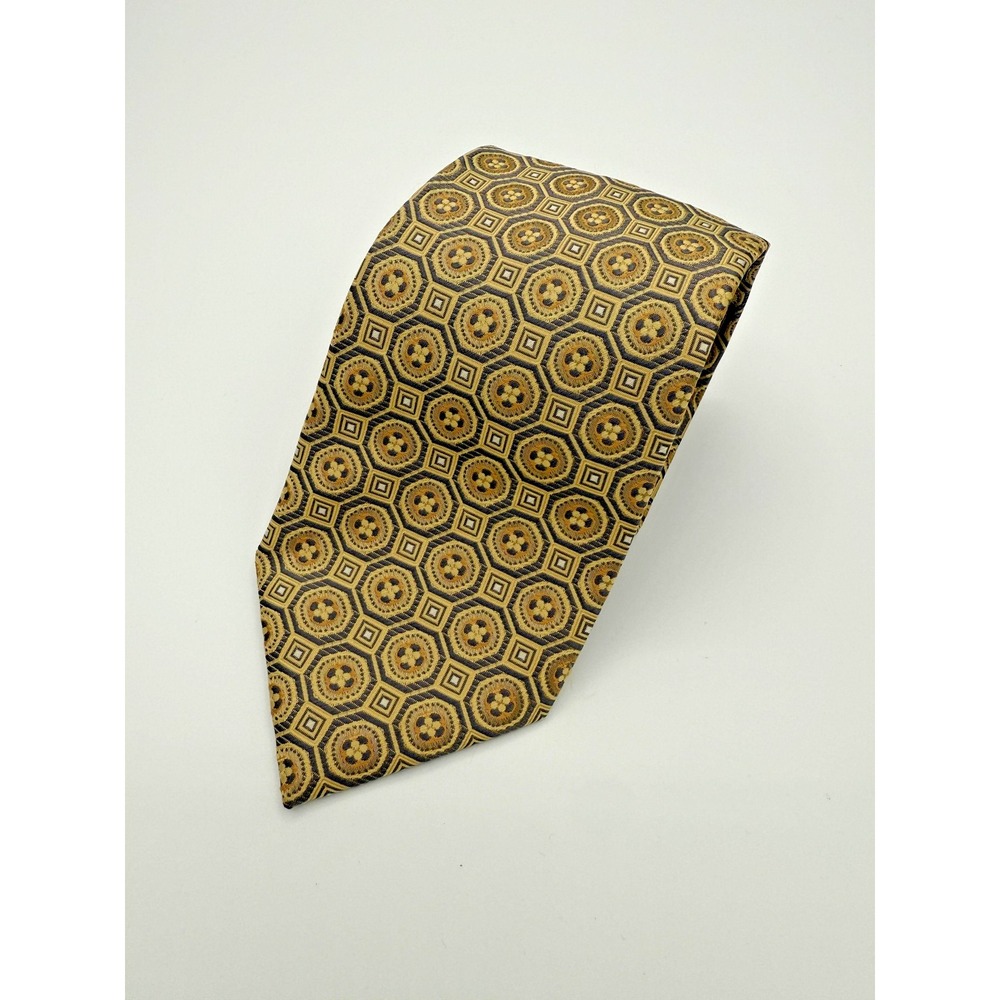 Bergamo New York Tie Mens Geometric Hexagon Pattern Silk Look Classic Necktie